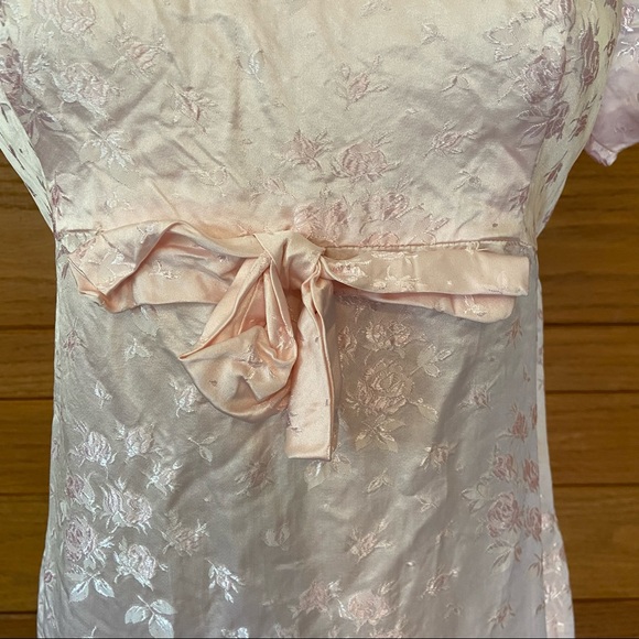 Vintage empire waist regency style pink short sleeve gown - Picture 3 of 6